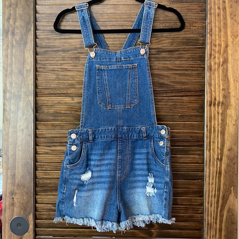 Love Tree Denim Distressed Overall Shorts